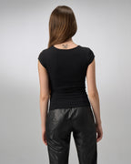 COTTON C-SQUARE NECK-BLACK