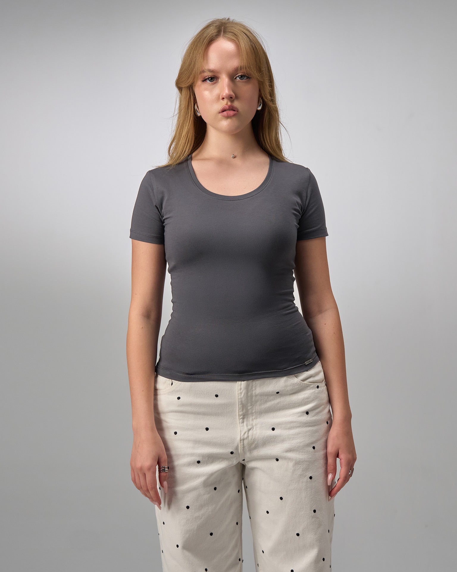 COTTON U-SHAPED NECK - DARK GRAY