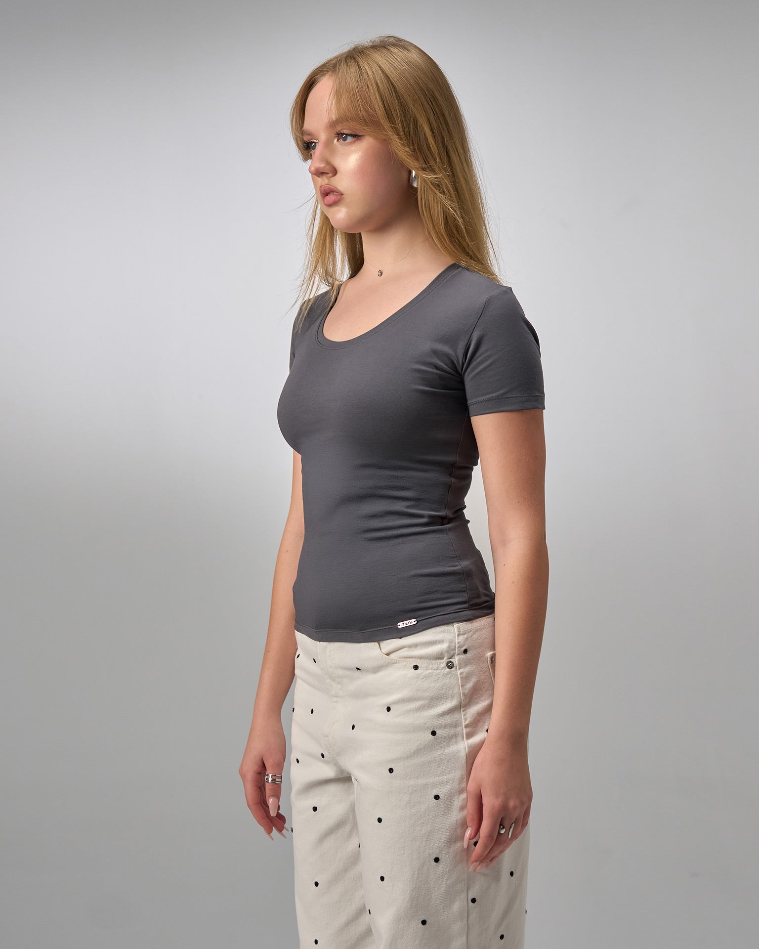 COTTON U-SHAPED NECK - DARK GRAY