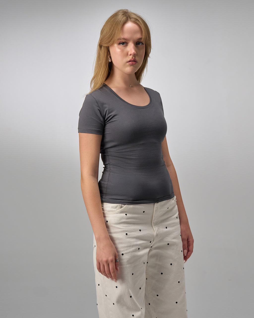 COTTON U-SHAPED NECK - DARK GRAY