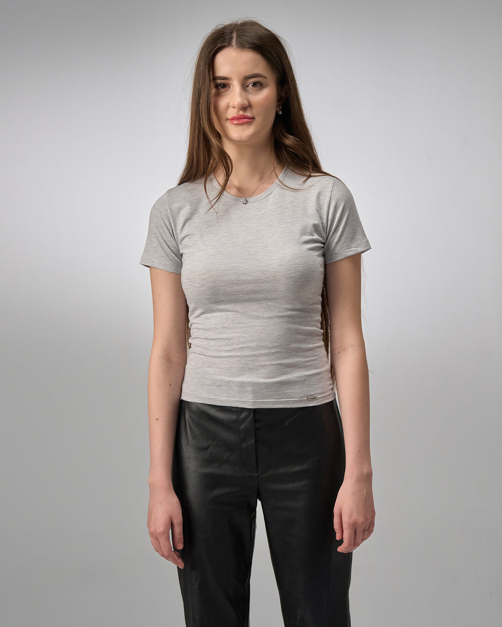 COTTON ROUND NECK -LIGHT GRAY