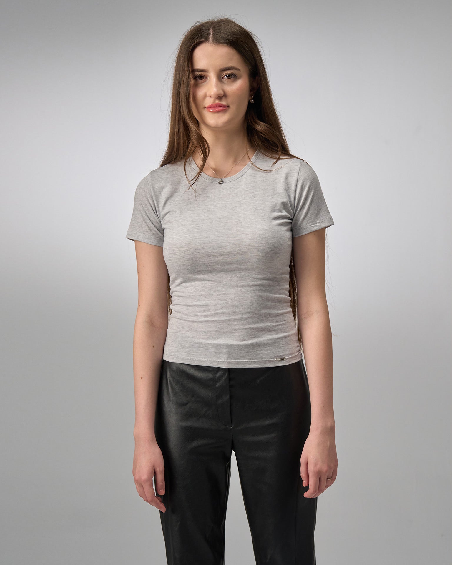 COTTON ROUND NECK -LIGHT GRAY