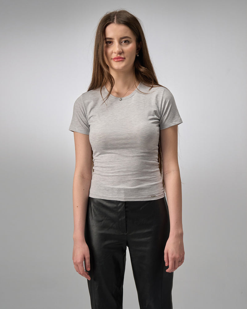 COTTON ROUND NECK -LIGHT GRAY