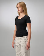 COTTON U-SHAPED NECK -  BLACK