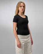 COTTON U-SHAPED NECK -  BLACK