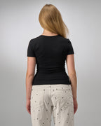 COTTON U-SHAPED NECK -  BLACK