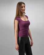 COTTON C-SQUARE NECK- FIG PURPLE