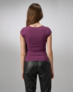 COTTON C-SQUARE NECK- FIG PURPLE
