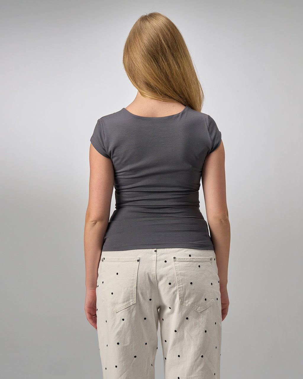 COTTON C-SQUARE NECK- DARK GREAY