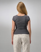 COTTON C-SQUARE NECK- DARK GREAY