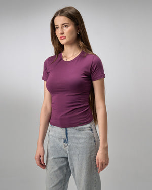 COTTON ROUND NECK -FIG PURPLE