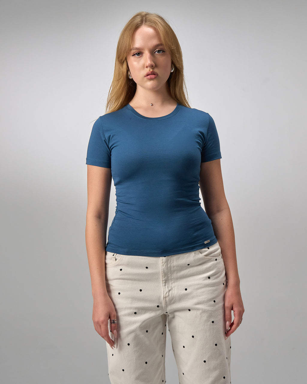 COTTON ROUND NECK -PETROL BLUE