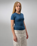 COTTON ROUND NECK -PETROL BLUE