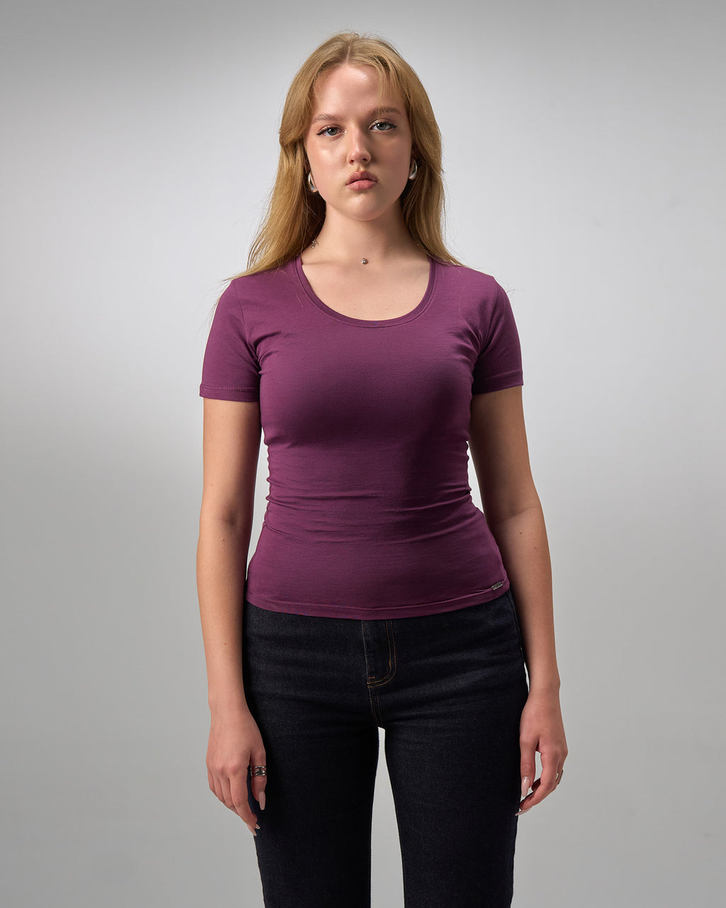 COTTON U-SHAPED NECK -  FIG PURPLE
