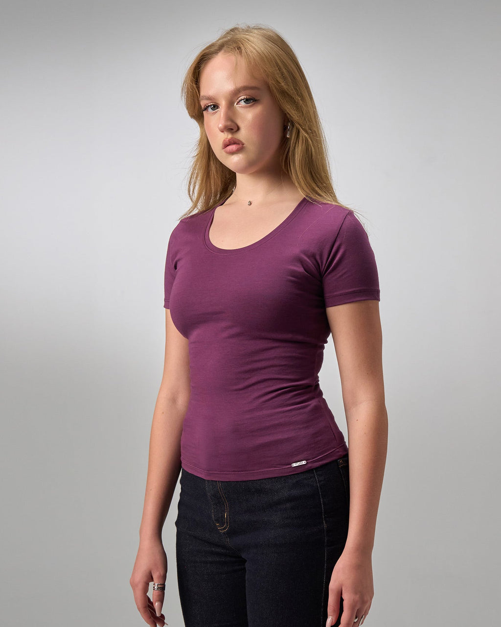 COTTON U-SHAPED NECK -  FIG PURPLE