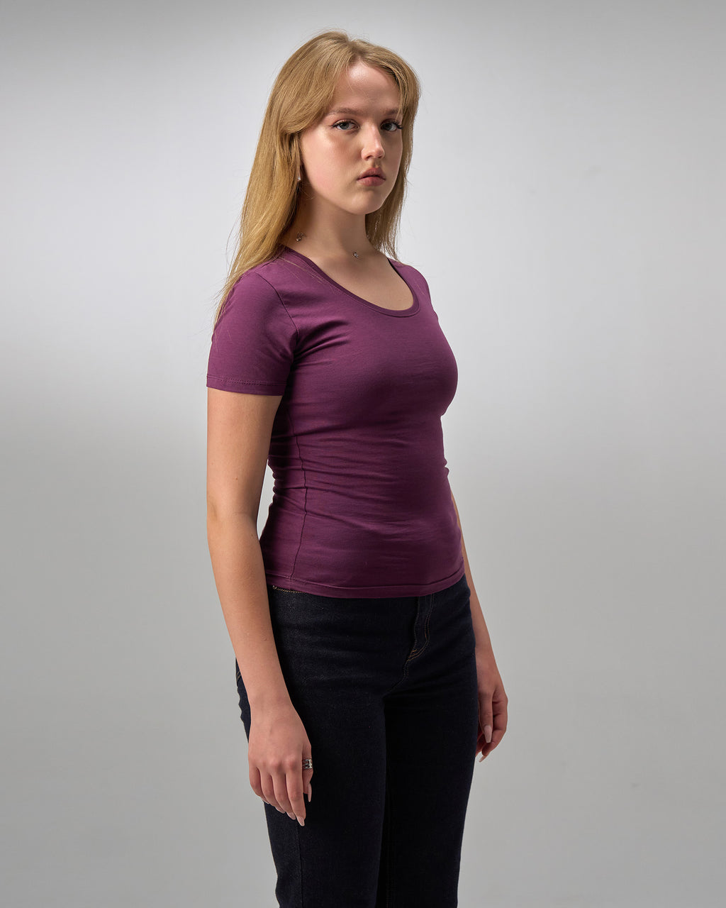 COTTON U-SHAPED NECK -  FIG PURPLE