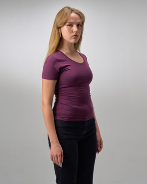 COTTON U-SHAPED NECK -  FIG PURPLE