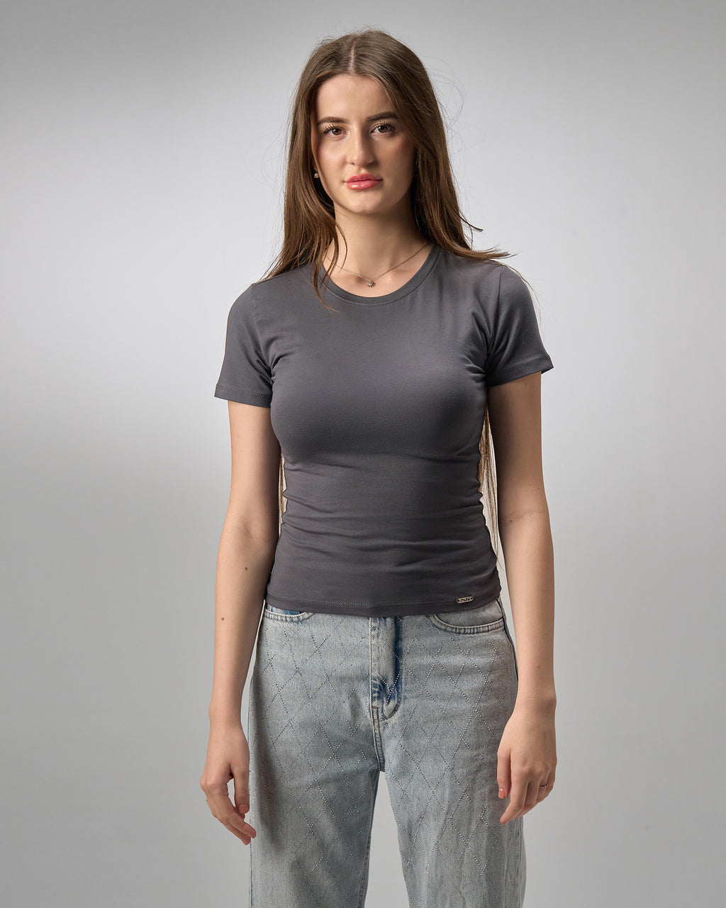 COTTON ROUND NECK - DARK GRAY