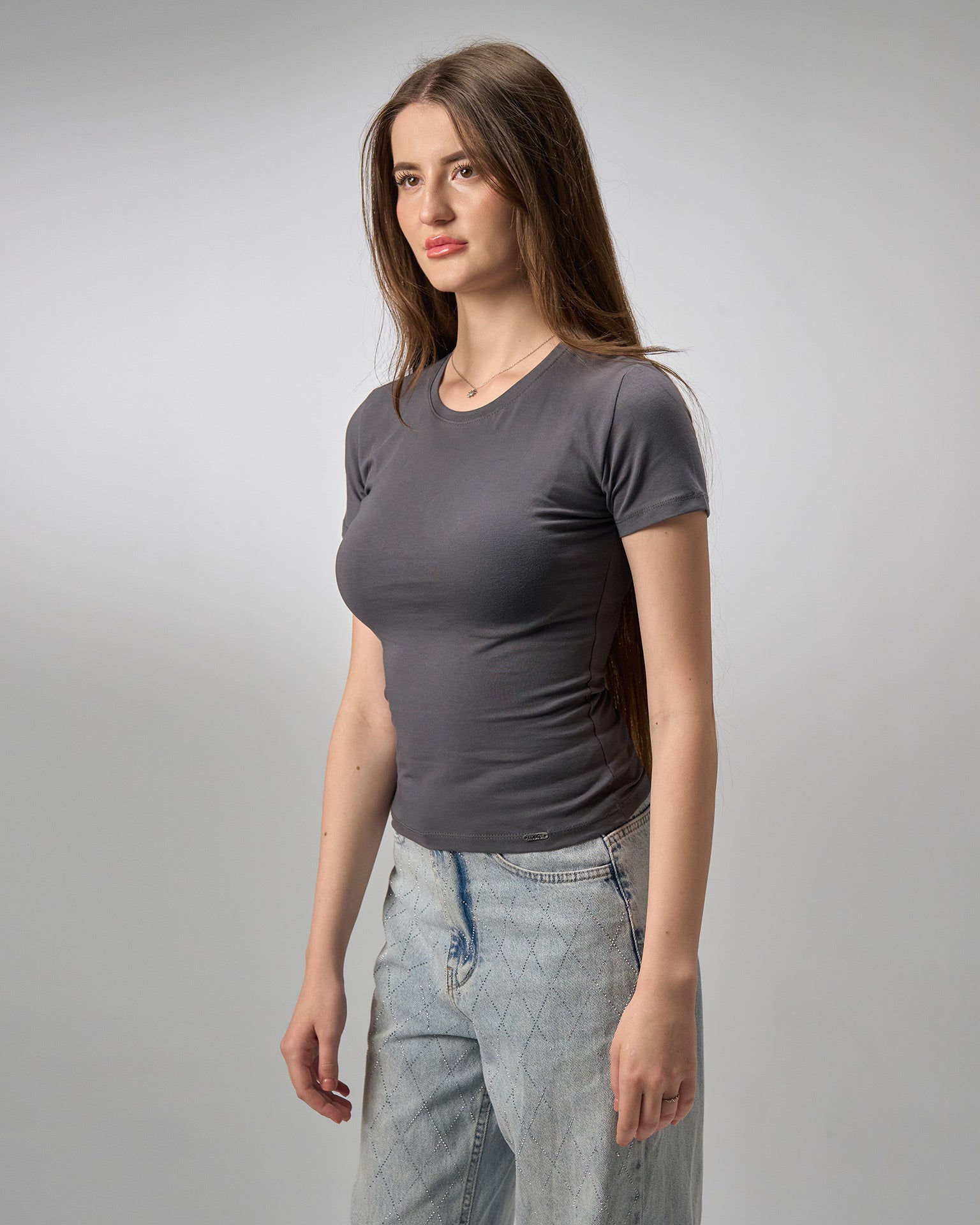 COTTON ROUND NECK - DARK GRAY