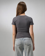 COTTON ROUND NECK - DARK GRAY