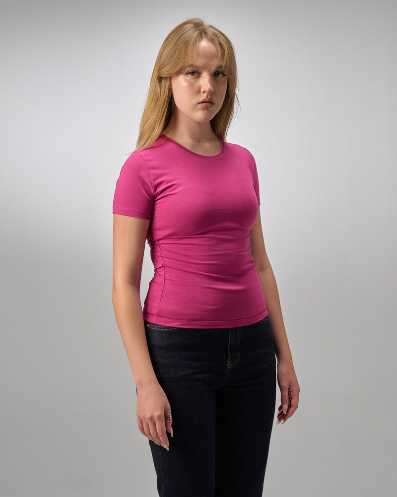 COTTON ROUND NECK -MULBERRY
