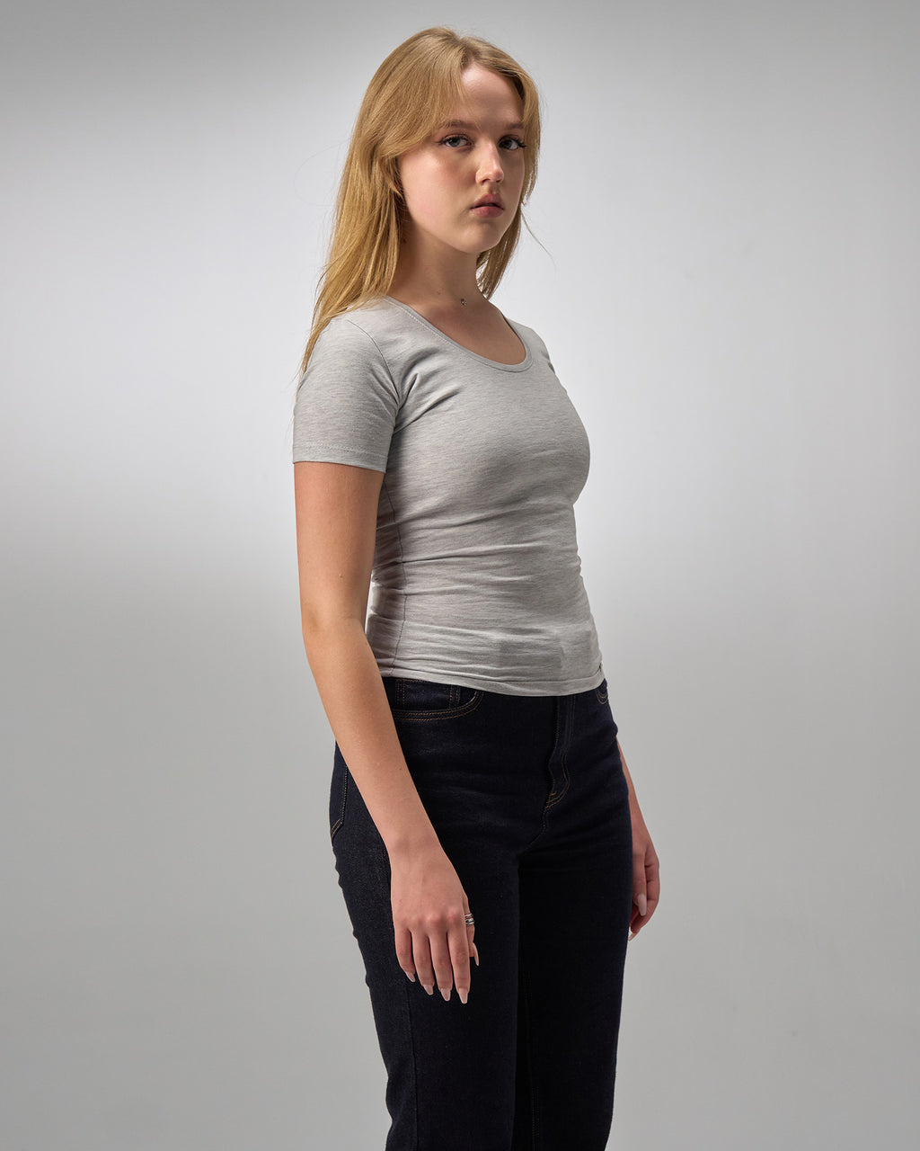 COTTON U-SHAPED NECK - LIGHT GRAY