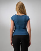 COTTON C-SQUARE NECK- PETROL BLUE