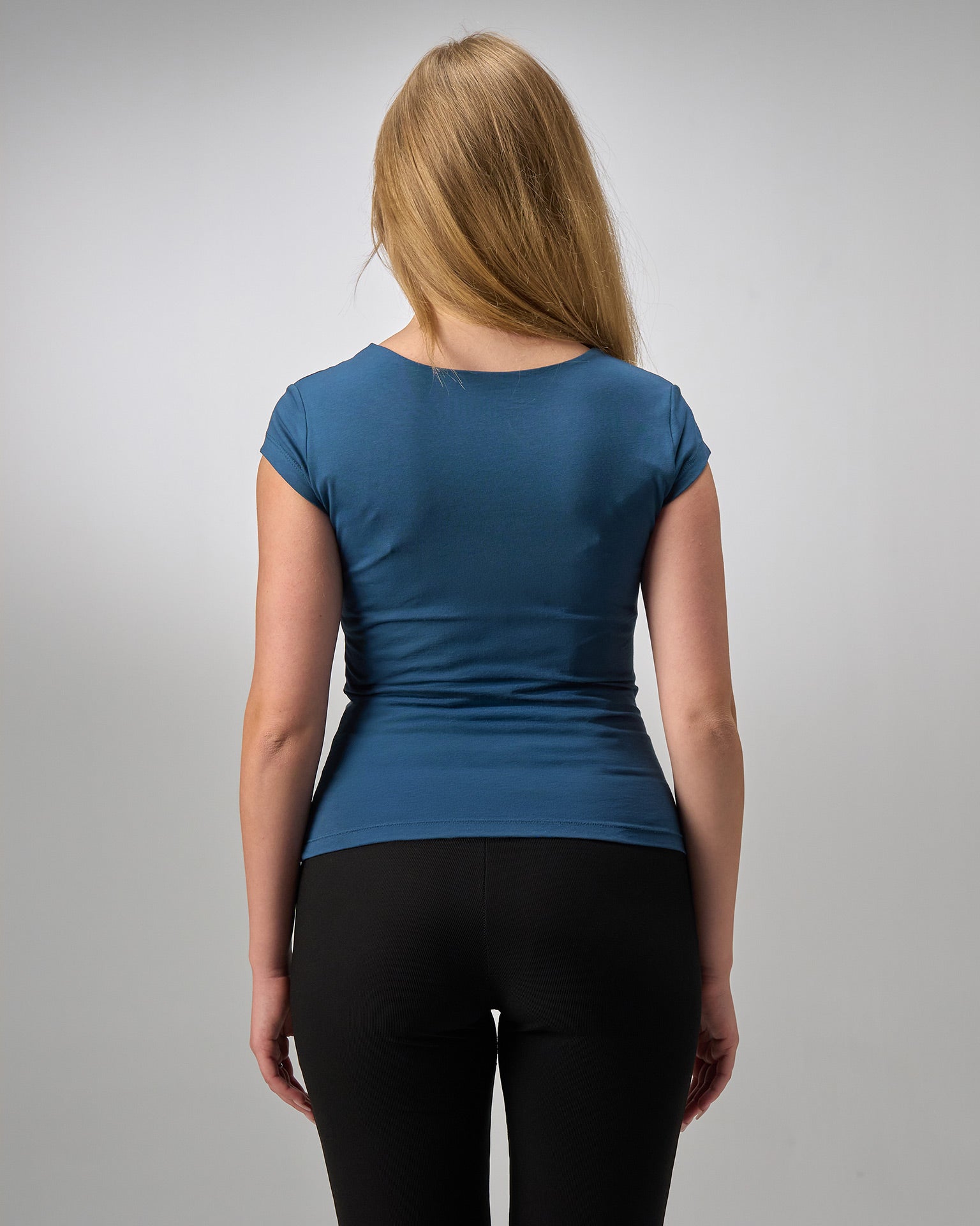 COTTON C-SQUARE NECK- PETROL BLUE
