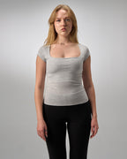 COTTON C-SQUARE NECK- LIGHT GRAY
