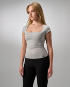 COTTON C-SQUARE NECK- LIGHT GRAY