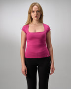 COTTON C-SQUARE NECK- MULBERRY