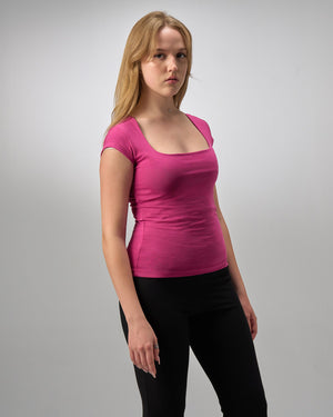 COTTON C-SQUARE NECK- MULBERRY