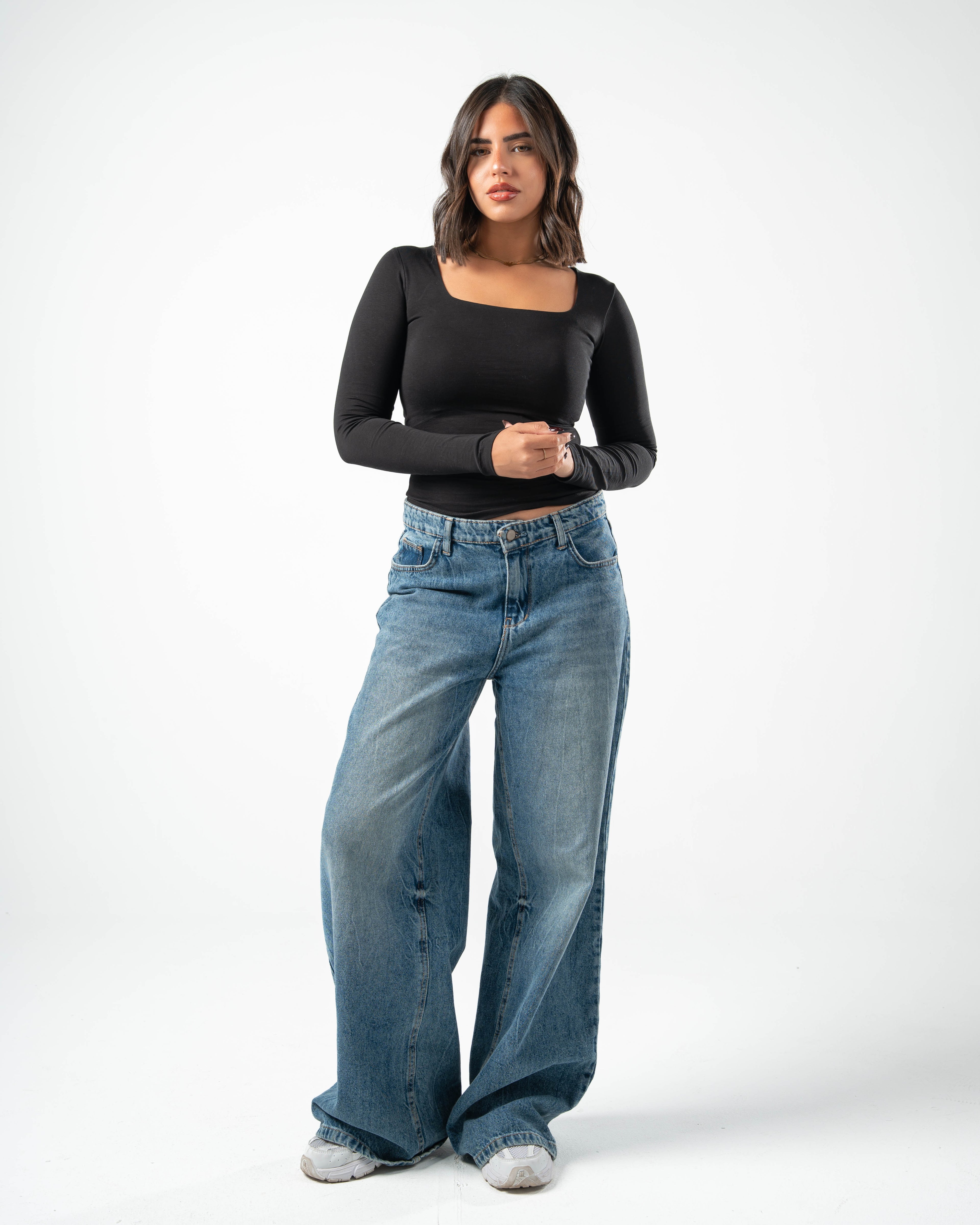 COTTON SQUARE NECK LONG SLEEVE