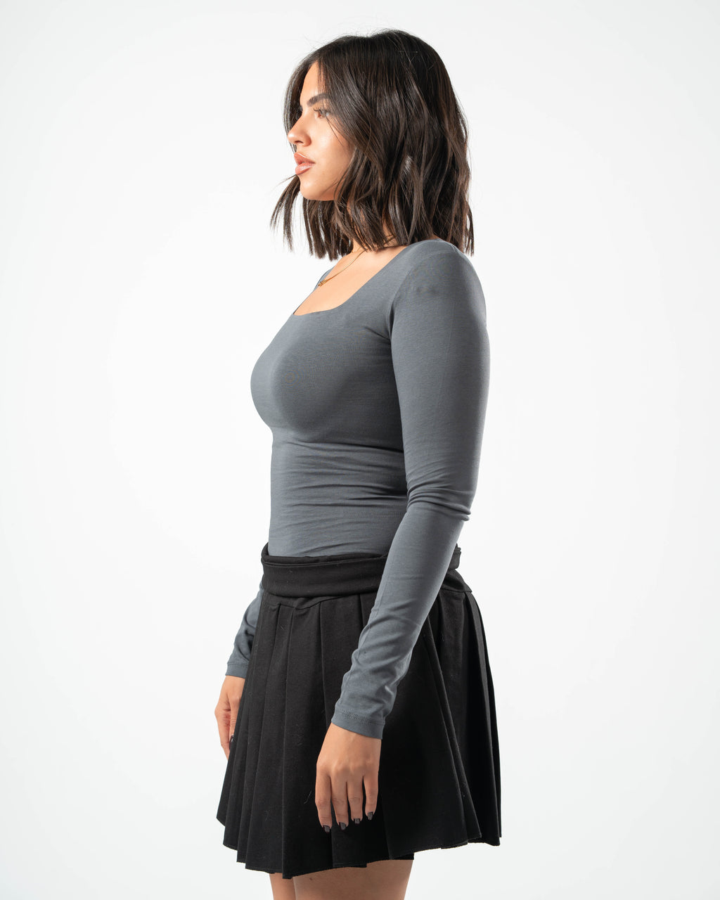 COTTON SQUARE NECK LONG SLEEVE