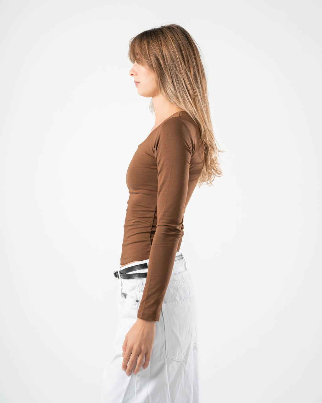 COTTON SQUARE NECK LONG SLEEVE