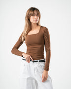 COTTON SQUARE NECK LONG SLEEVE