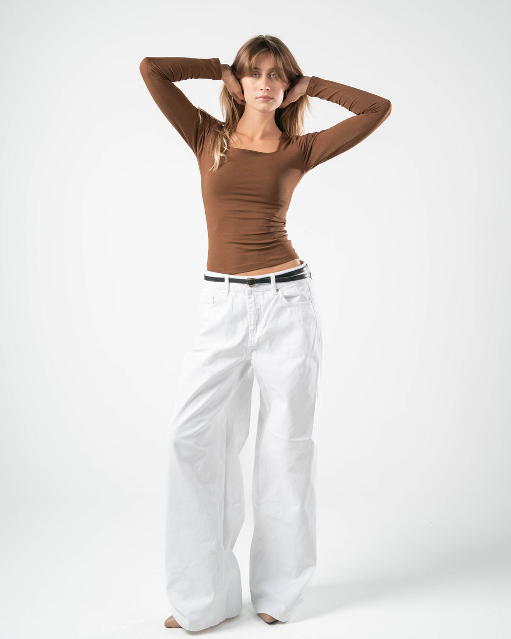 COTTON SQUARE NECK LONG SLEEVE