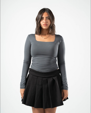 COTTON SQUARE NECK LONG SLEEVE