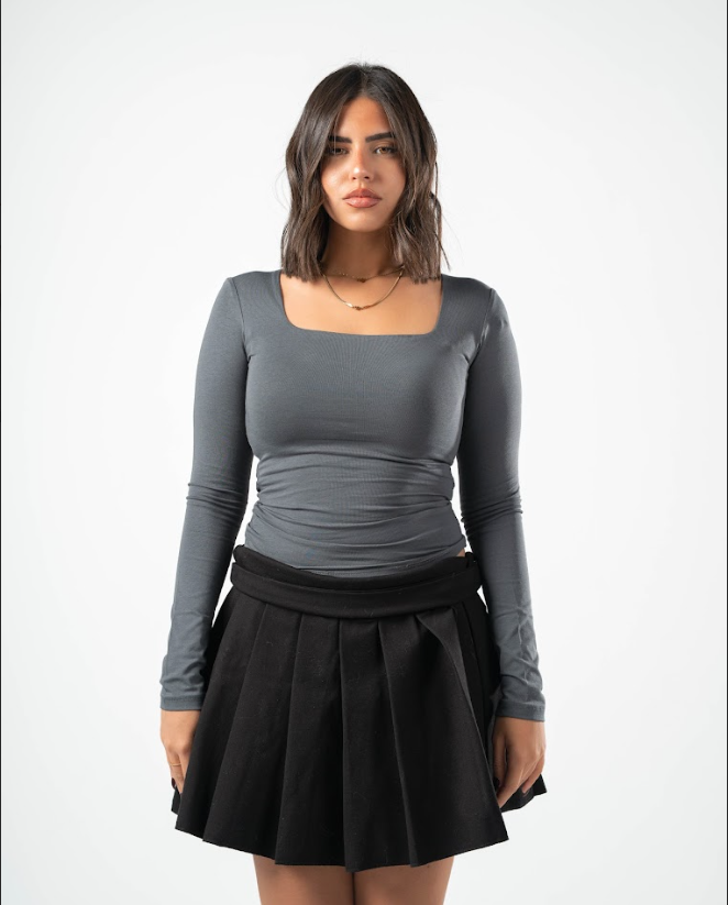 COTTON SQUARE NECK LONG SLEEVE