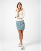 COTTON SQUARE NECK LONG SLEEVE