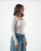 COTTON SQUARE NECK LONG SLEEVE